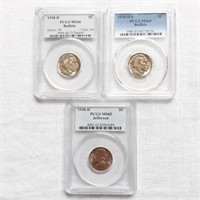 Three 1938 Nickels: 2 Buffalo & 1 Jefferson