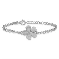 Sterling Silver Flower Crystal Design Bracelet