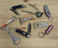 VTG knives, razors, bottle opener lot
