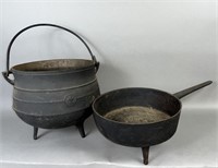 2 pieces of cast iron cookware ca. early 19th &