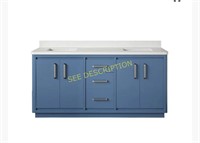 72" Blue Vanity with White Top