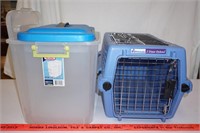 Like New 2 Door Pet Carrier & 2 Storage Bins