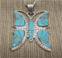 SW Sterling Turq. Indian Butterfly Necklace