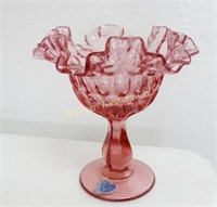 Fenton Art Glass Colonial Pink Thumbprint Compote