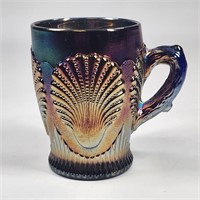 CARNIVAL GLASS DIAMOND BEADED SHELL MUG