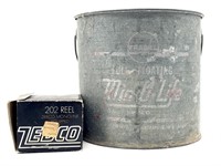 Vintage Galvanized Bait Bucket Frabill Min1O-Life