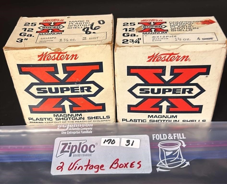 2 Vintage Ammo Boxes- Western Super X