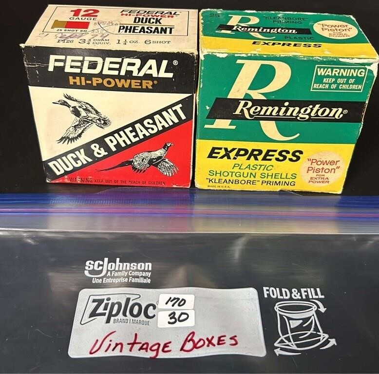 2 Vintage Ammo Boxes- Federal & Remington