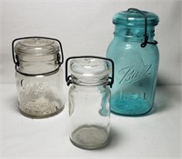 Nice vintage glass lidded jam jars....