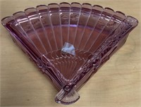 Dusty rose fan box w/lid made by Fenton for Tiara