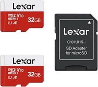 Lexar 32GB Micro SD Card 2 Pack, microSDHC UHS-I F