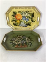 Metal Serving Trays Hand Painted Still Life