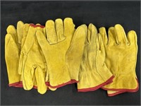 (5) Pairs Yellow Industrial Leather Work Gloves
