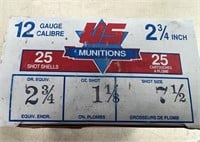 Full Box 25 Rounds US Munitions 12 Gauge Ammo