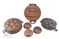 Vintage Copper Molds Consisting of Fish, Apple and
