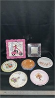 Various decorative saucers, square plate and