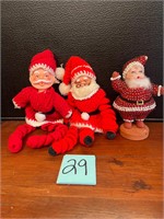 VTG sequin beaded Santa and Santa face dolls