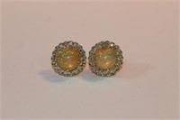 14kt yellow gold Opal & Diamond Earrings