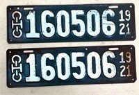 pair 1921 OH license plates