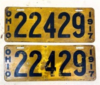 pair 1917 OH license plates