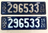 pair 1920 OH license plates