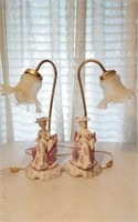 PAIR OF CERAMIC LADY LAMPS