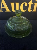 L.E. Smith Domed Butter Dish Emerald Green