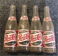 VTG Lot of 4 Pepsi Pepsi Cola Glass Soda Bottles