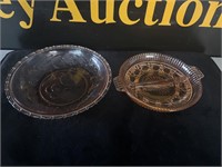 (2) Pink Depression Glass Plate & Dish