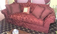 Red Floral Upholstered Sofa