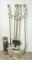 Brass & Marble Fireplace Tool Caddy