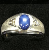 Star Sapphire 10K White Gold Cat's Eye Ring