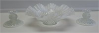 FENTON SILVERCREST HOBNAIL CANDLE HOLDERS &