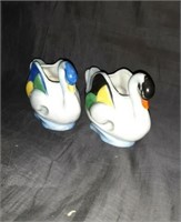 2 Porcelain Swans marked made in Occupied Japan