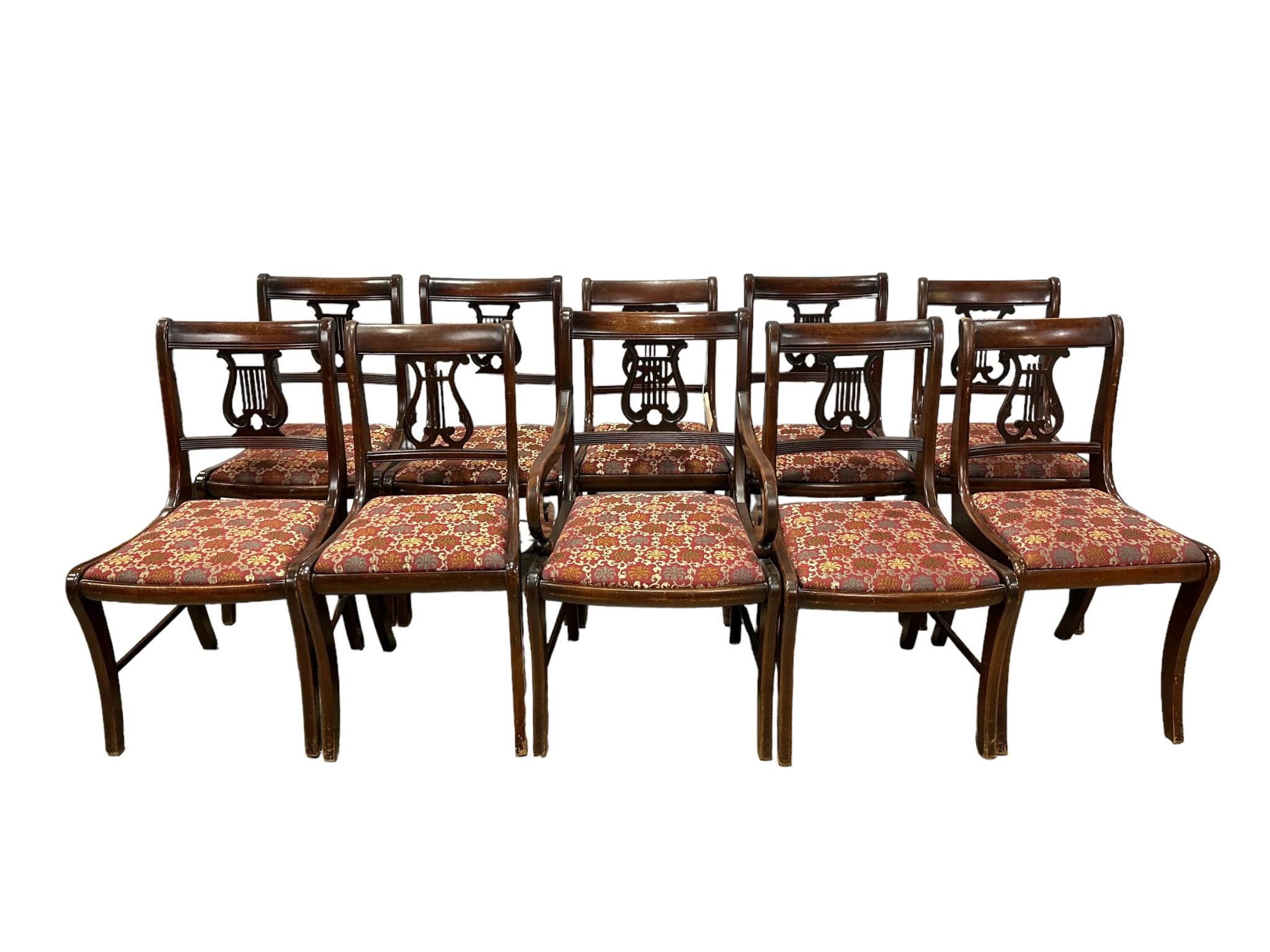 10 Antique Harp Back Dinning Chairs