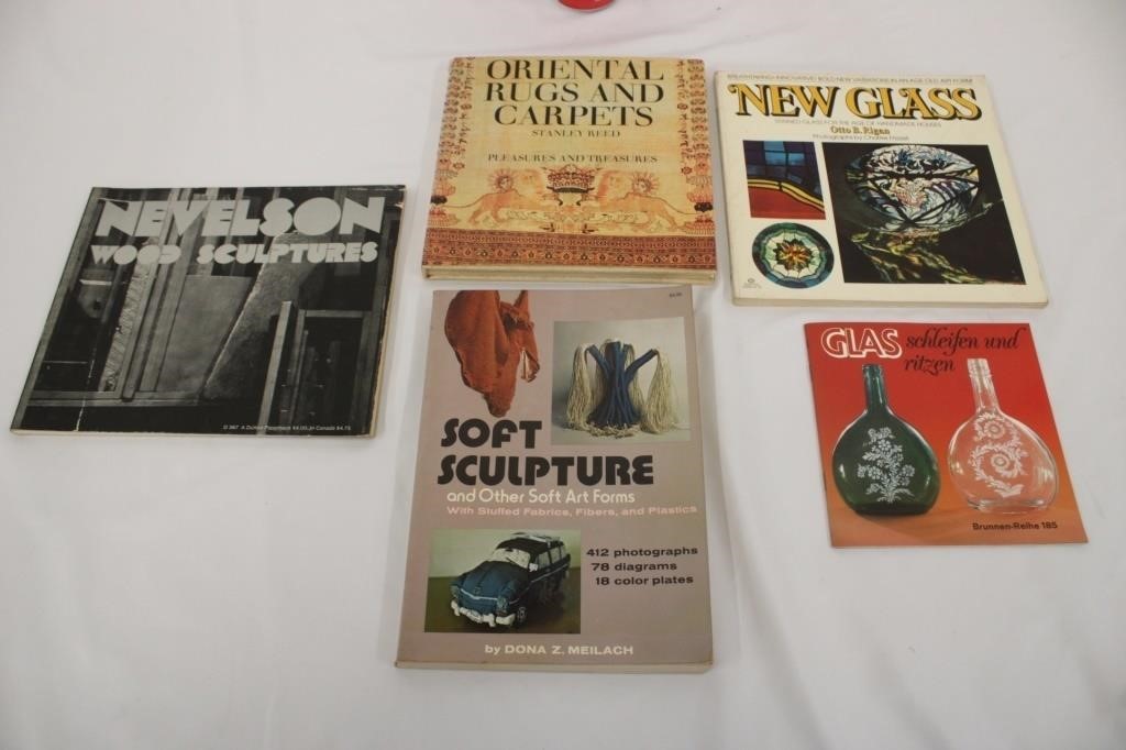 Mixture of Sculpture, Glass & Oriental Rugs Books