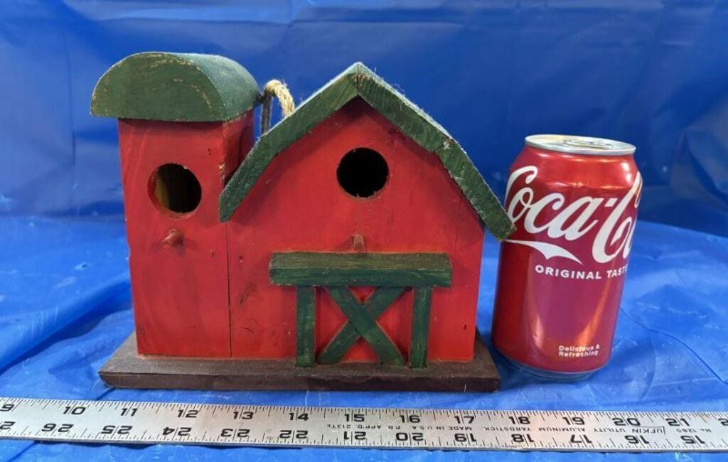 Wooden Red Barn Bird House