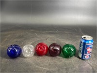 LOT OF 5 BLOWN GLASS FISHING BALLS COLORED