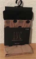 NWT INC 2PR BLACK TAN DOT HOSE O/S  $15