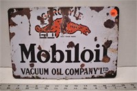 Novelty metal sign 12"W x 8"H - Mobile Oil