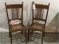 2 Matching Chairs; Lattice Seat, 39.5" Tall