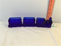 Cobalt Blue 3pc Glass Train