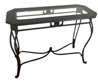 Black Wood/Metal Entry Table w/Glass Top