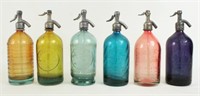 (6) Argentina Colored Glass Seltzer Bottles