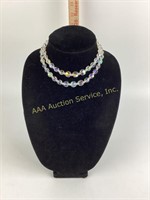 Iridescent AB crystal bead necklace