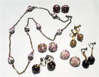 Vintage Oriental Bead Necklace & Earrings