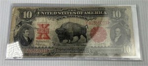 1901 10 Dollar Bison US Note Red Seal
