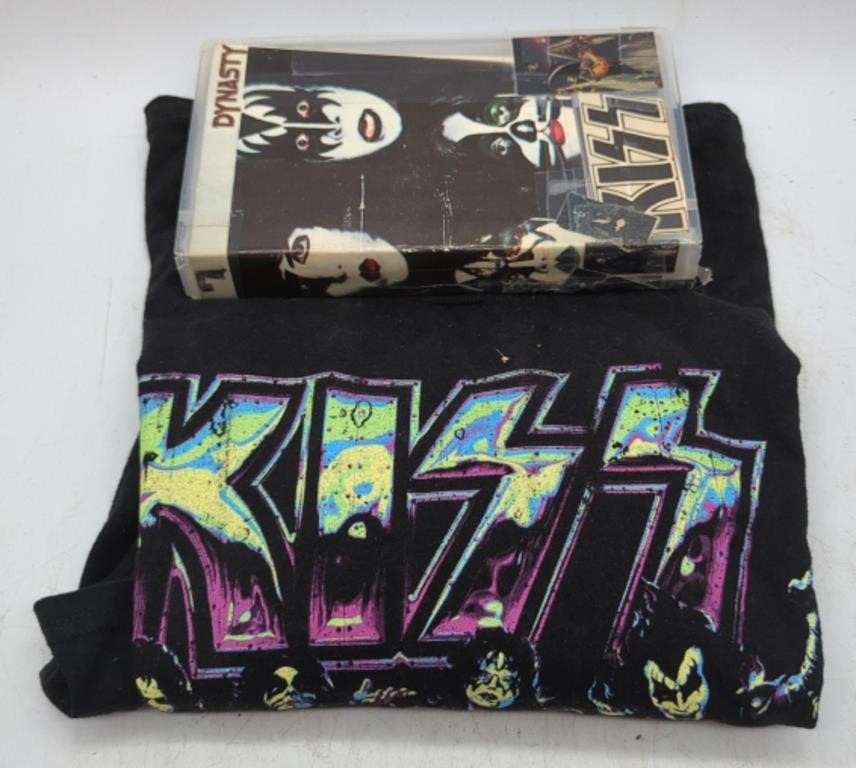 (LM) Kiss Tee Shirt & VHS Tape of Ad's and Such.