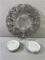 Silver Overlay Plate; Camelot China "Carrousel"
