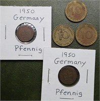 5 Pcs German 10 Pfenng